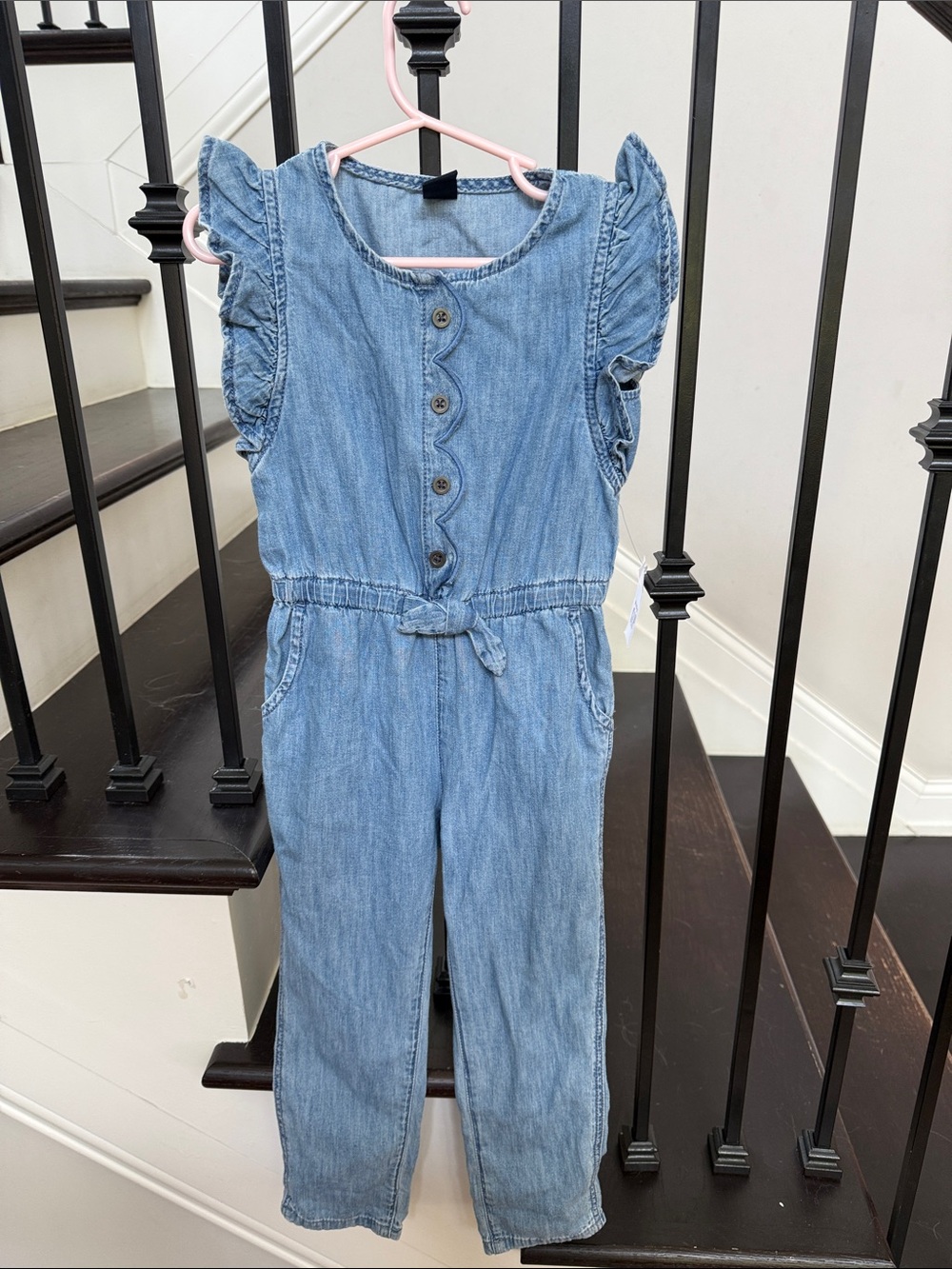 GAP Light Blue Denim Flutter-Sleeve One-Piece